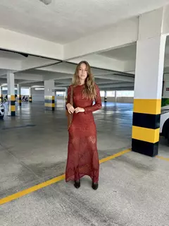 VESTIDO LONGO RENDA RITA TERRACOTA