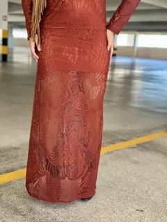 VESTIDO LONGO RENDA RITA TERRACOTA - loja online