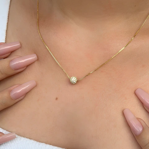 Colar Veneziana Com Esfera Cravejada - comprar online