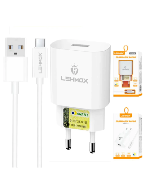 Carregador De Celular 3.1a Usb Com Cabo Type-c Lehmox - LE-511-4