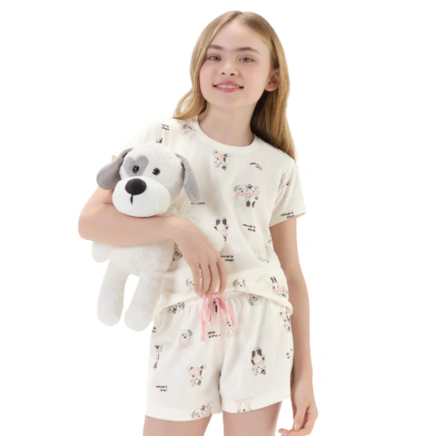 Pijama Infantil Feminino Sleep & Dream com Shorts Cor com Amor