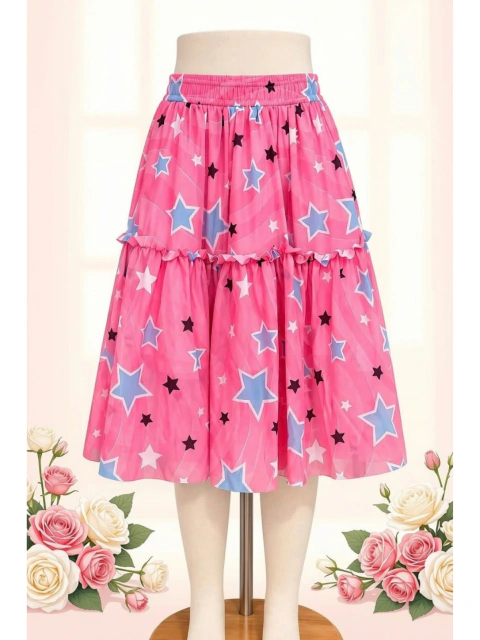 Saia Tule Rosa Estrelinha Cinti