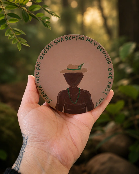 Mandala Artesanal Oxóssi 10 cm - Prosperidade, Direção e Conexão com a Natureza