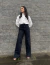 Calça Wide Leg com Abertura Lateral Jeans Black - comprar online