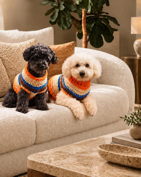 Sweater Tejido a Crochet - naranja / turquesa