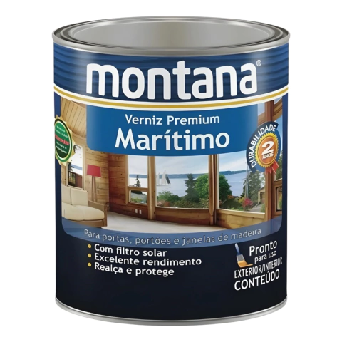 Verniz Marítimo Premium Madeira 900ml Incolor Montana Fosco Acetinado ou Brilhante