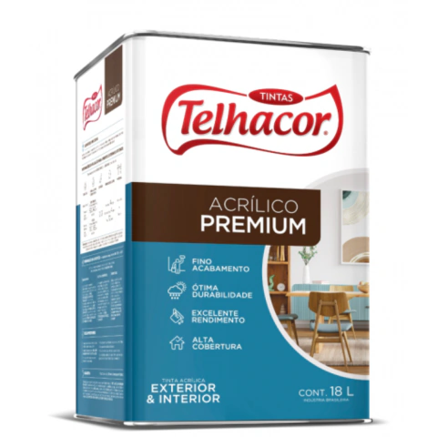 Tinta Acrílica Fosca Telhacor Ouro 18L Acabamento Premium Alto Rendimento e Qualidade