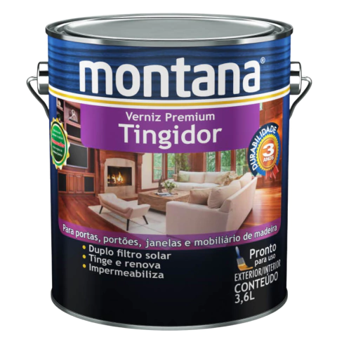 Verniz Brilhante Tingidor de Madeiras Montana 3,6L Portas Janelas Batentes - comprar online