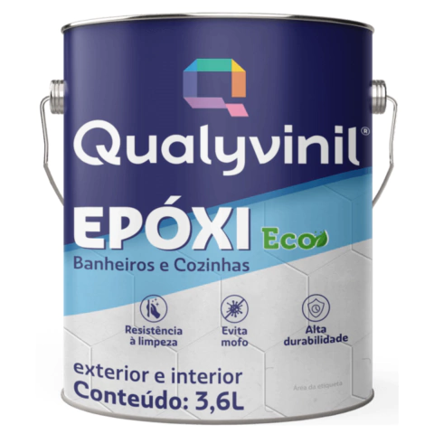 Tinta Epóxi Branco Base Água Qualyvinil Cozinha Banheiro Azulejos 3,6L - comprar online
