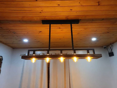 Lustre Pendente Fixo 5 Lâmpadas Luminária Rustica Luxo
