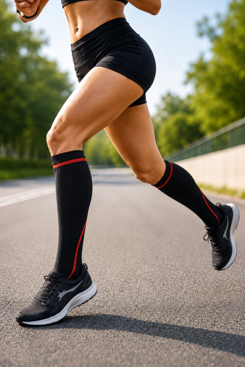 Meia Compressiva Vollo Meia Esportiva de Compressão para Corrida Ciclismo Treinos e Recuperação Muscular