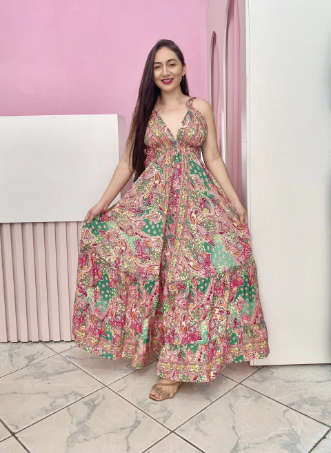 Vestido Indiano Importado Longo Estampas Variadas