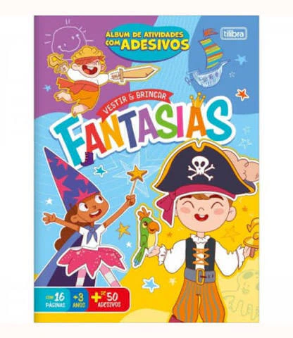 Àlbum de atividades com adesivos vestir e brincar Fantasias Tilibra