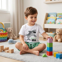 Conjunto Infantil Camiseta E Short Under Sea White | Menino