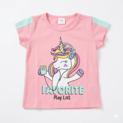 Conjunto Infantil Camiseta Unicórnio e Short L Pink | Menina - Tatai Baby | Moda Bebê e Enxoval