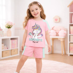 Conjunto Infantil Camiseta Unicórnio e Short L Pink | Menina - comprar online