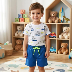 Conjunto Infantil Camiseta Short Radical White | Menino - Tatai Baby | Moda Bebê e Enxoval