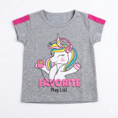 Conjunto Infantil Camiseta Unicórnio e Short Gray | Menina