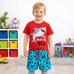 Conjunto Infantil Camiseta E Short Under Sea Red | Menino - loja online