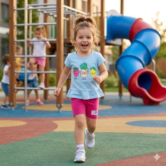 Conjunto Infantil Camiseta Fun Bunch e Short Blue | Menina - Tatai Baby | Moda Bebê e Enxoval