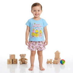 Conjunto Infantil Camiseta e Short Sweet Blue | Menina - Tatai Baby | Moda Bebê e Enxoval