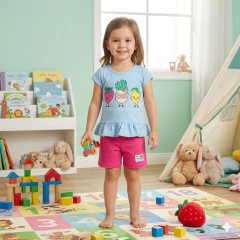Conjunto Infantil Camiseta Fun Bunch e Short Blue | Menina - comprar online