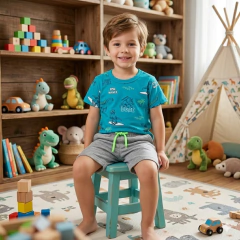 Conjunto Infantil Camiseta Short Radical Blue | Menino na internet