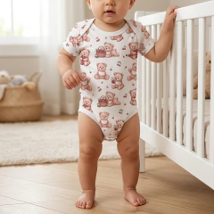 Body Suedine Marga Curta Estampa Digital 100% Algodão | Menina - Tatai Baby | Moda Bebê e Enxoval