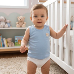 Camiseta Regata 100% Algodão com Bordado | Menino P, M, G