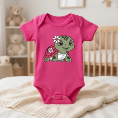 Conjunto Body Curto e Tapa Fralda Bebê Bichinhos | Menina