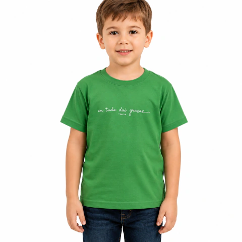 CAMISETA INFANTIL EM TUDO DAI GRAÇAS • VERDE • 10