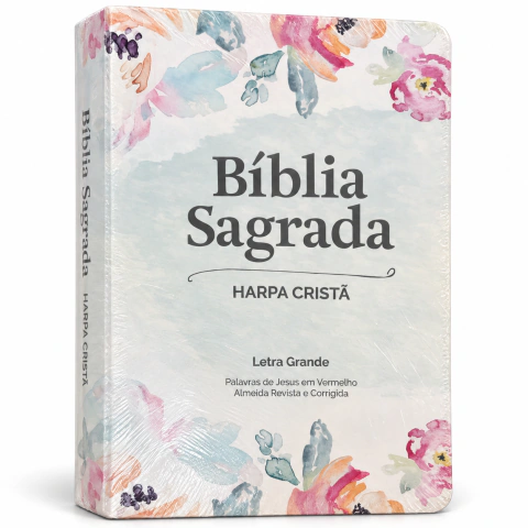 Bíblia Sagrada ARC- Com Harpa Cristã Letra Grande- Capa Floral Aquarela