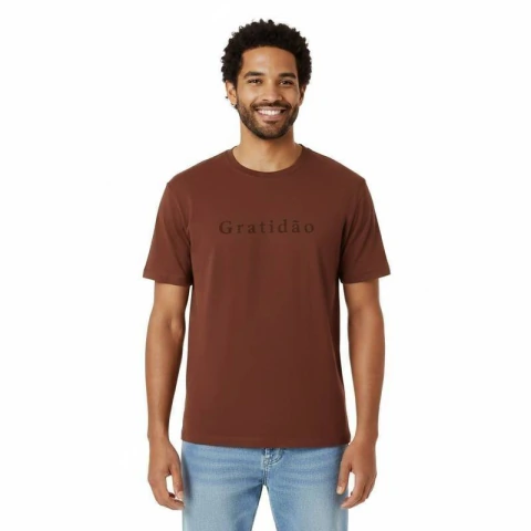 Camiseta G - Terracota - Gratidão em Relevo