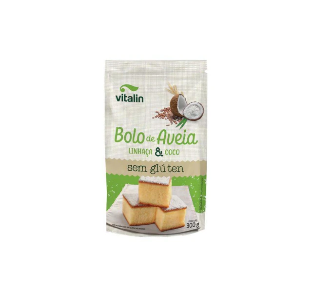 Mistura Bolo Aveia, Linhaça e Coco Integral Sem Glúten Vitalin 300g