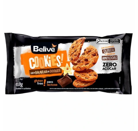 Cookies Baunilha com Gotas de Chocolate SG e SL Belive 80g