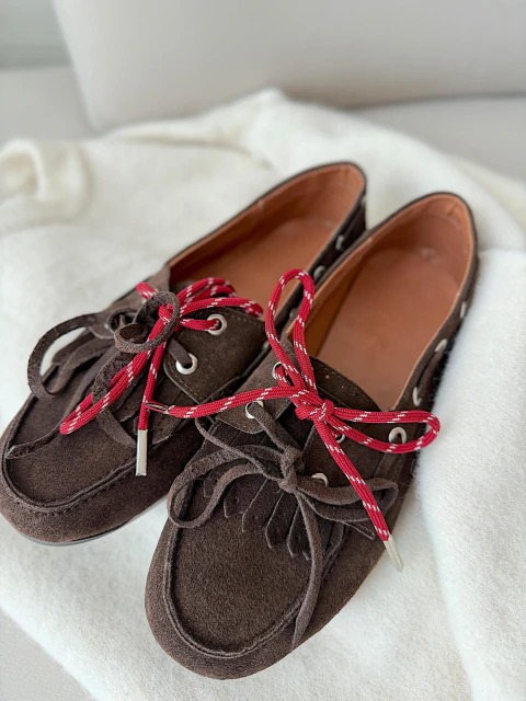 MOCASINES PARIS CUERO GAMUZADO CHOCOLATE - comprar online