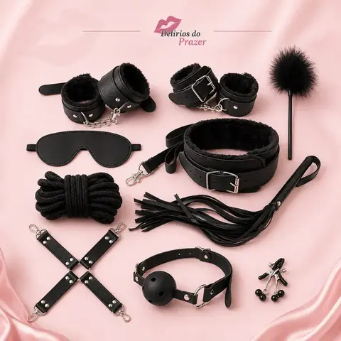 Kit BDSM Premium 10 Peças – Preto