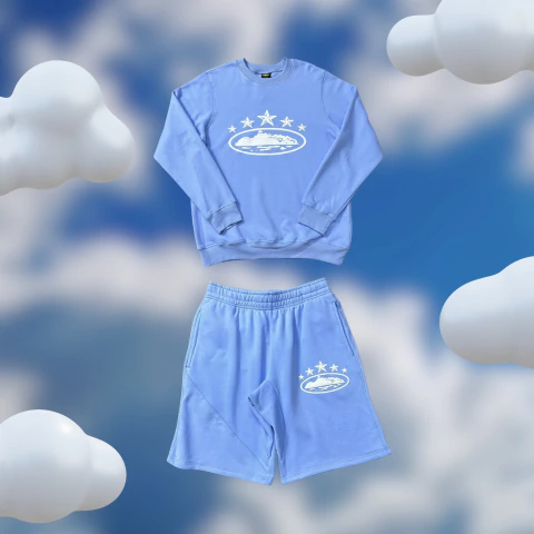 Corteiz 5 Starz Alcatraz Crewneck Tracksuit Lightblue (Encargo)