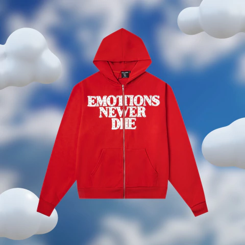 Mixed Emotion "Emotions Never End" Black Rhinestone Zip Up Red (Encargo)