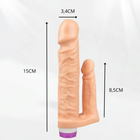 PRÓTESE VIBRATÓRIA DUPLA PENETRAÇÃO 15cm COM VIBRO