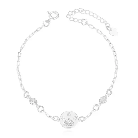 PULSEIRA DELICADA PETS COM PATINHAS ZIRCÔNEAFOLHEADO DE RÓDIO BRANCO