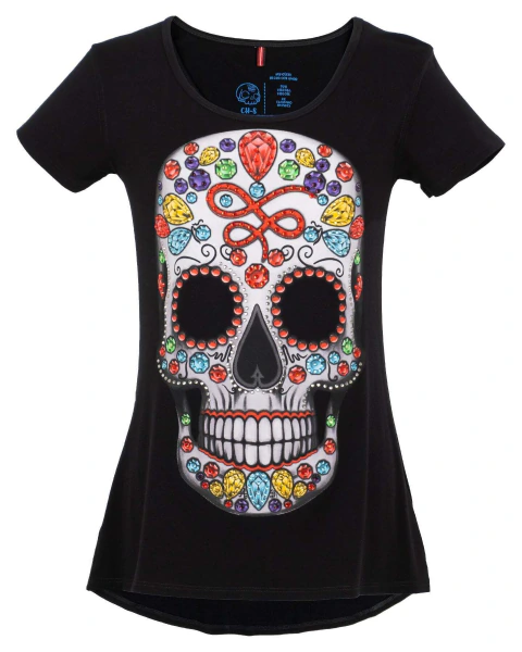 -Playera estampada con aplicación de pedrería para mujer - Modelo CENTELLA