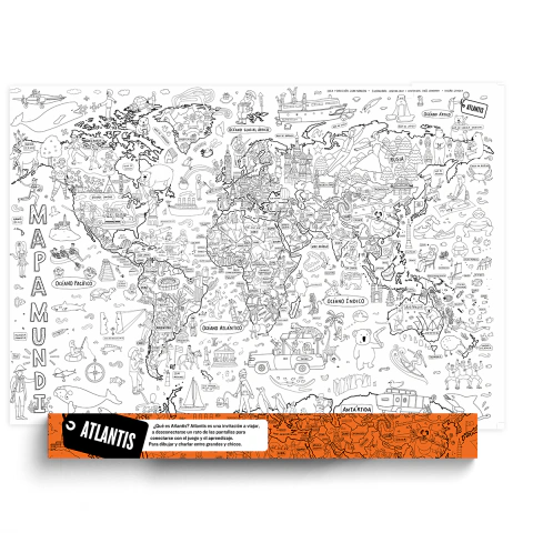 Mapa gigante para colorear Mapamundi - 100 x 69 cm