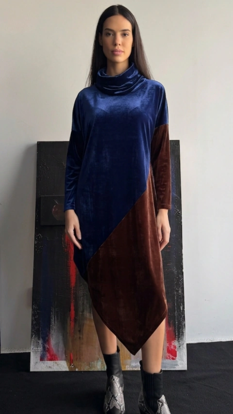 Vestido Bicolor Assimétrico