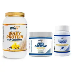 Kit Clean Whey Concentrado Vanilla 900 g + Creatina Creapure 300 g + Ultra Pure Ômega 3