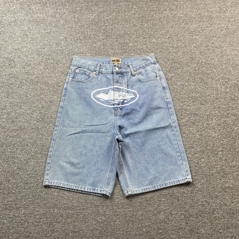 Jorts Corteiz Alcatraz Denim Washed Blue - comprar online