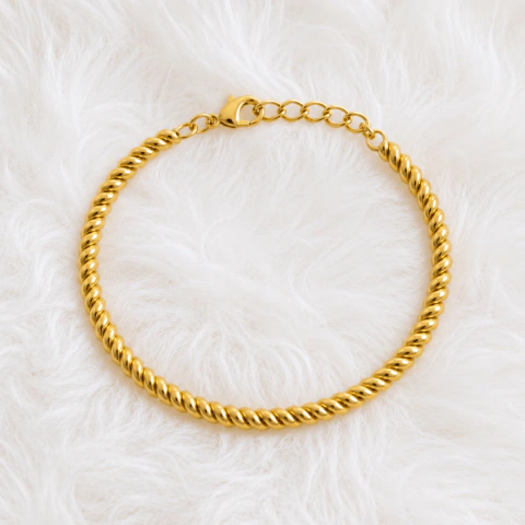 Bracelete Semijoia Torcido luxo Banhado a Ouro ou Prata