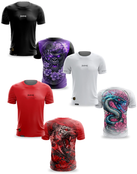 Kit 3 Camisas Preta Branca e Vermelha - comprar online