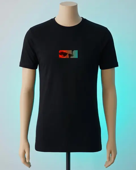 Polera clásica Poseidon Glitch Wave - Colección de Marmol Neón