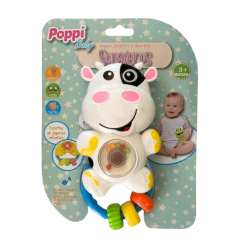 Sonajero Infantil Animalitos con Luz y Sonido Poppi MIX3644 - Jugueterías Cachavacha